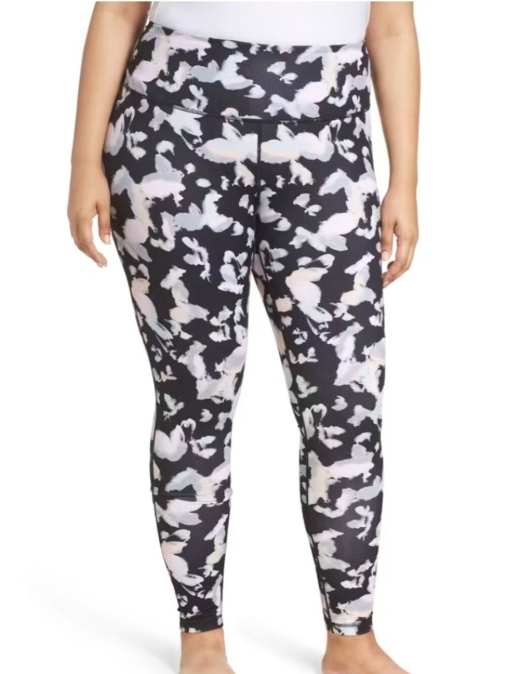 Zella Women's Size 1X Black Floral Live-In High Waist Leggings